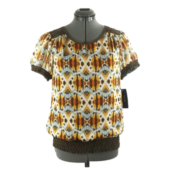 Nicole by Nicole Miller NWT! Sahara Sun abstract print blouse. Size S - Picture 1 of 5